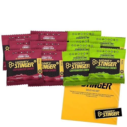 Honey Stinger - Masticables energéticos con cafeína - Paquete variado - 12 unidades - 6 de cada sabor - Fuente de energía de gomita masticable para