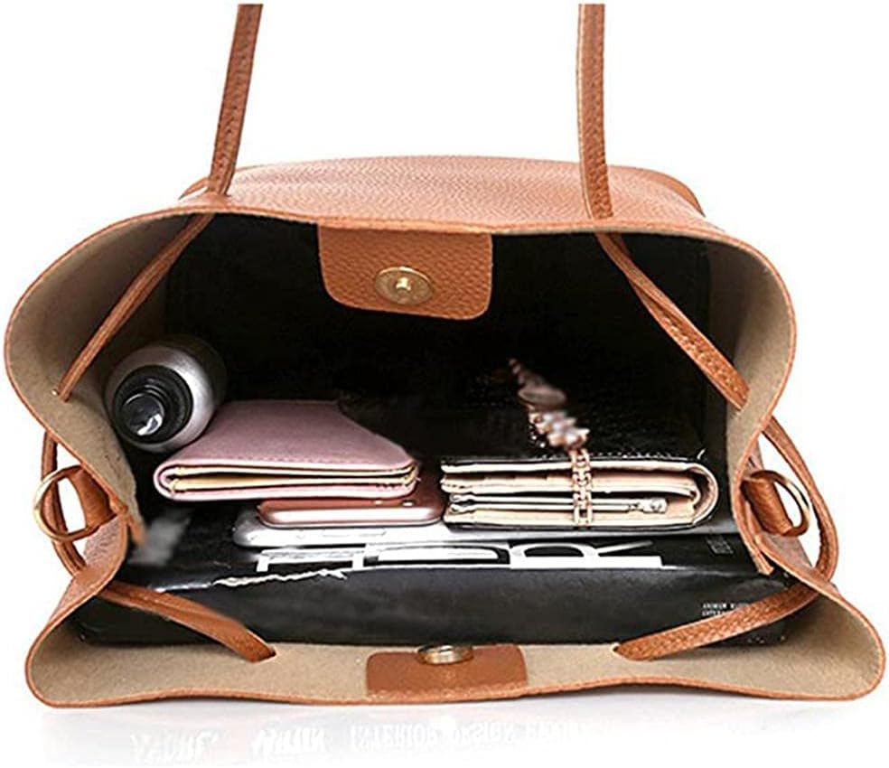 Estink Top Handle Satchel Bags Purse Set, 4 pcs Women Fashion Synthetic Leather Handbags Tote Bag Shoulder Bag (red) - Image 4