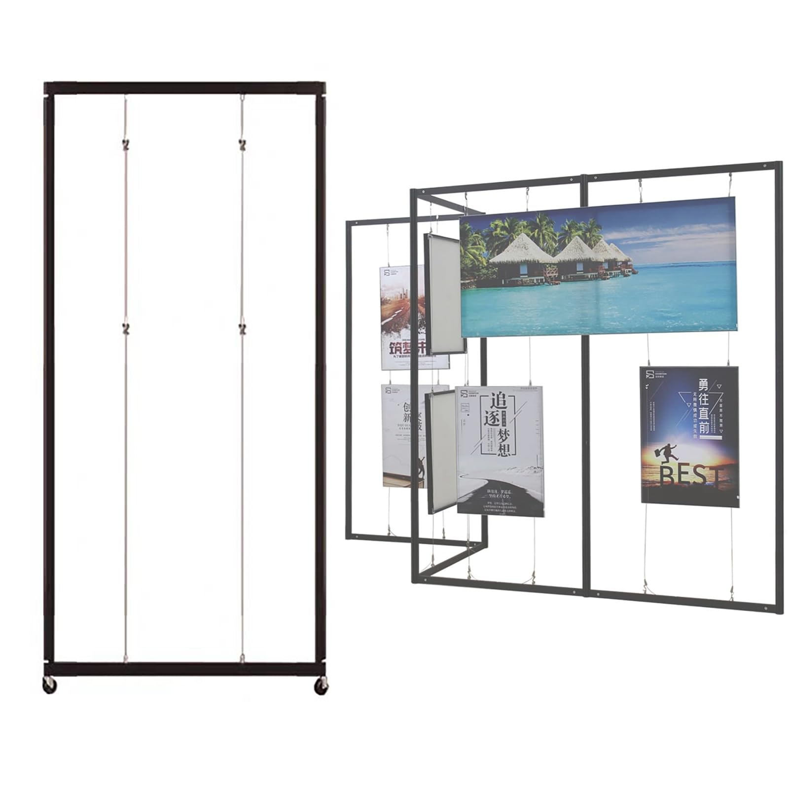Colgador Expositor Plegable Para Pintura,Caballete,Expositor Móvil De Aluminio Para Marcos De Fotos,Colgador Cuadros Expositor Rodante,Para Galerías De Arte,Ferias(3pcs,120 * 250cm/47.2 * 98.4in)