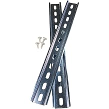 International Connector 2 Pieces DIN Rail Slotted Steel Zinc Plated RoHS 12" with 4 Stainless Steel Screws 12 Inches Long 35mm Wide 7.5mm High