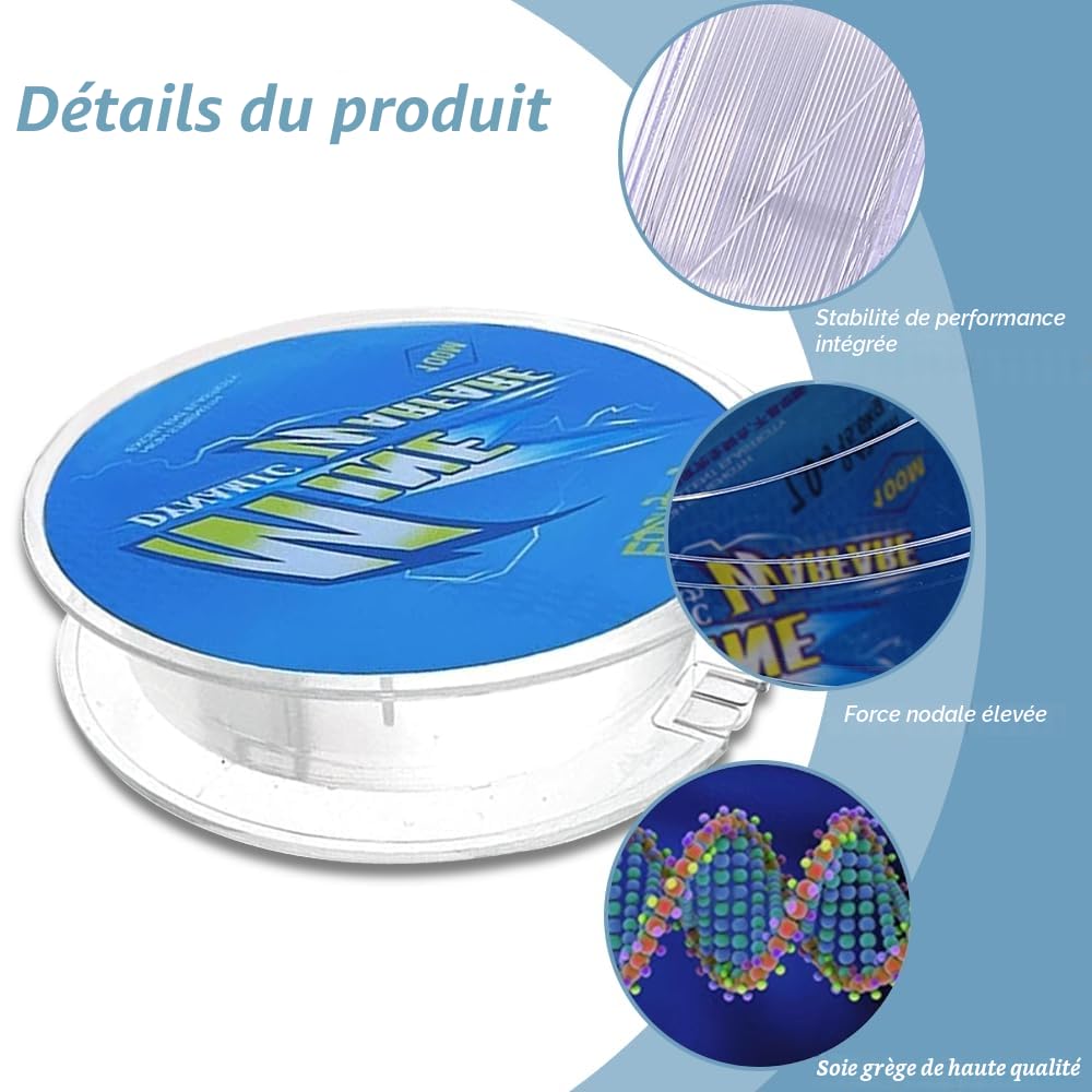 Ligne de Pêche, Lignes de Pêche Monofilament, 0,14 mm / 100 m Transparente Fil de Pêche en Nylon