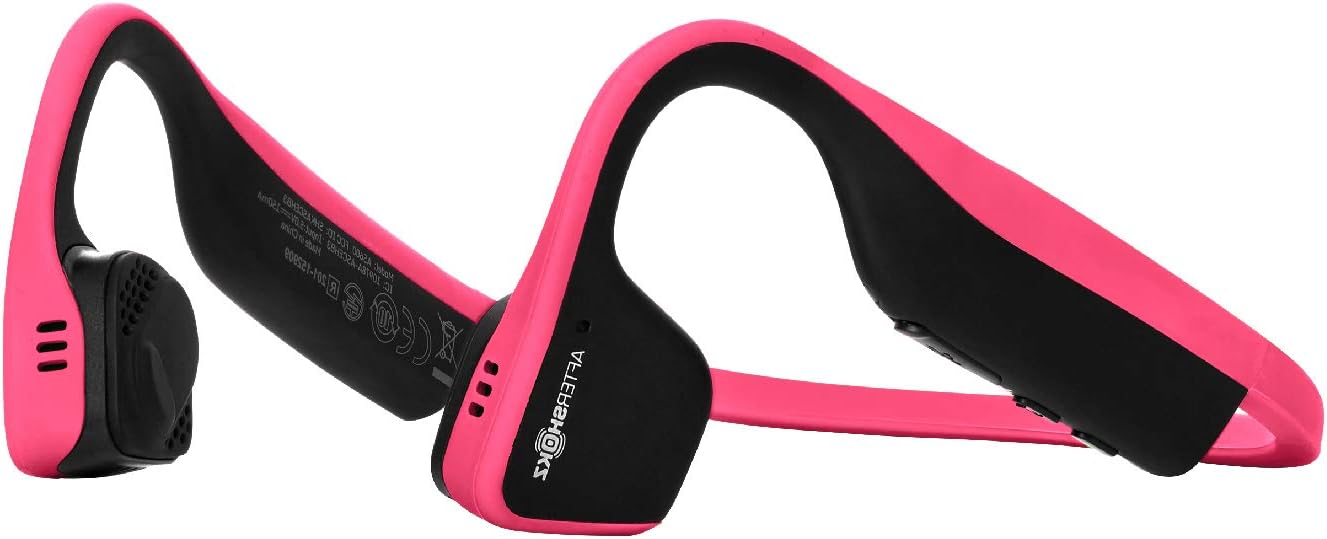 AFTERSHOKZ Trekz Titanium Open-Ear Wireless Bone Conduction Sports Running Headphones with Portable Storage Case, MINI Pink