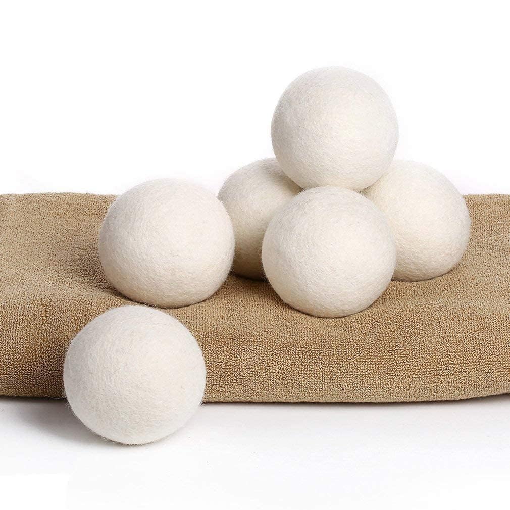 SRUNISH Wool Dryer Balls, Wool Organic Fabric Softener Laundry Balls, Hypoallergenic Baby Safe & Unscented, Chemical Free to Reduce Wrinkles & Static Cling, Shorten Drying (Pack Of 6)