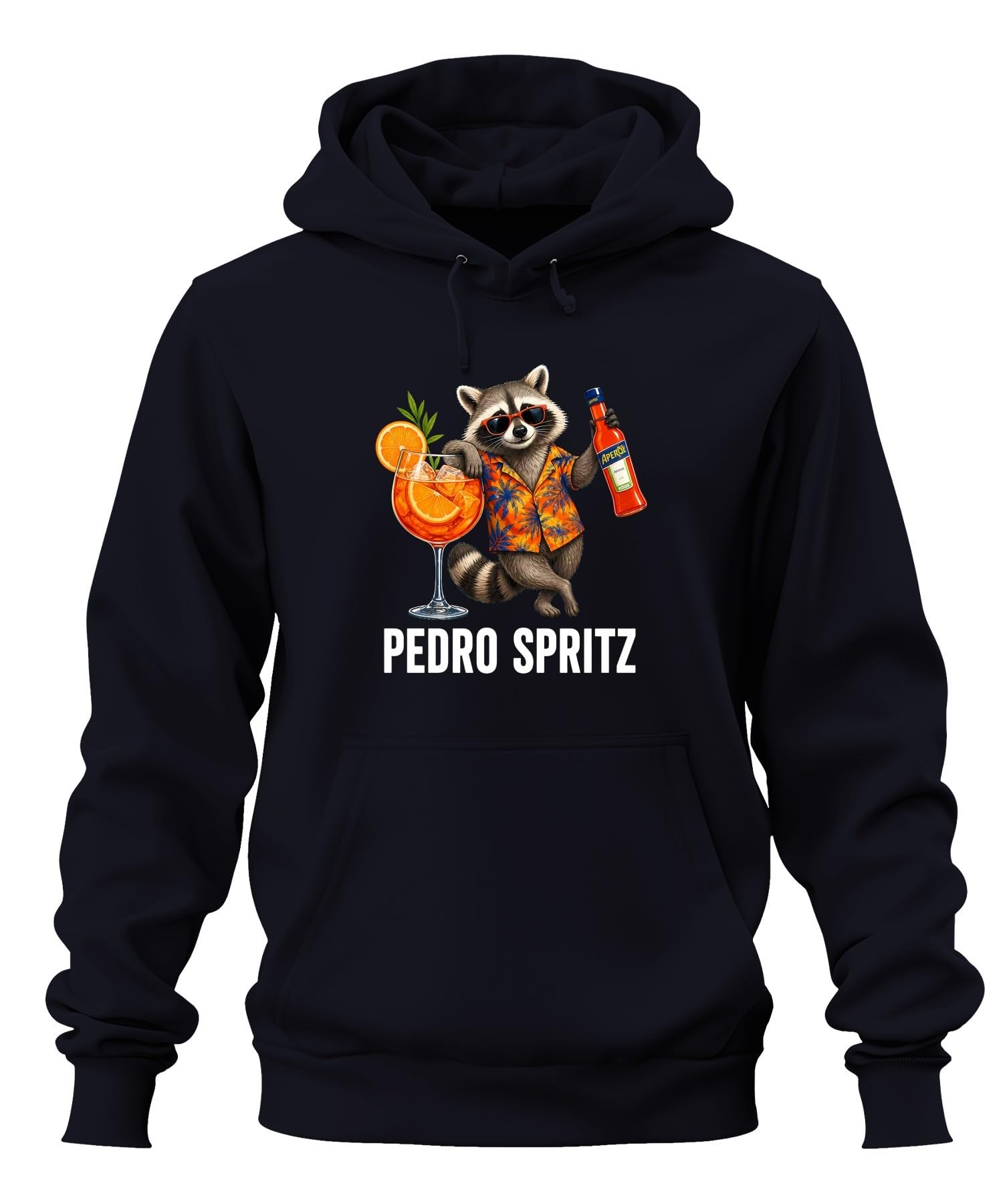 Pedro Spritz Statement bluza z kapturem | Sarkazm aperitif śmietpanda Trash Panda wieczór dziewczęcy JGA bar na plażę pomarańczowy likier kostki lodu tropikalny retro
