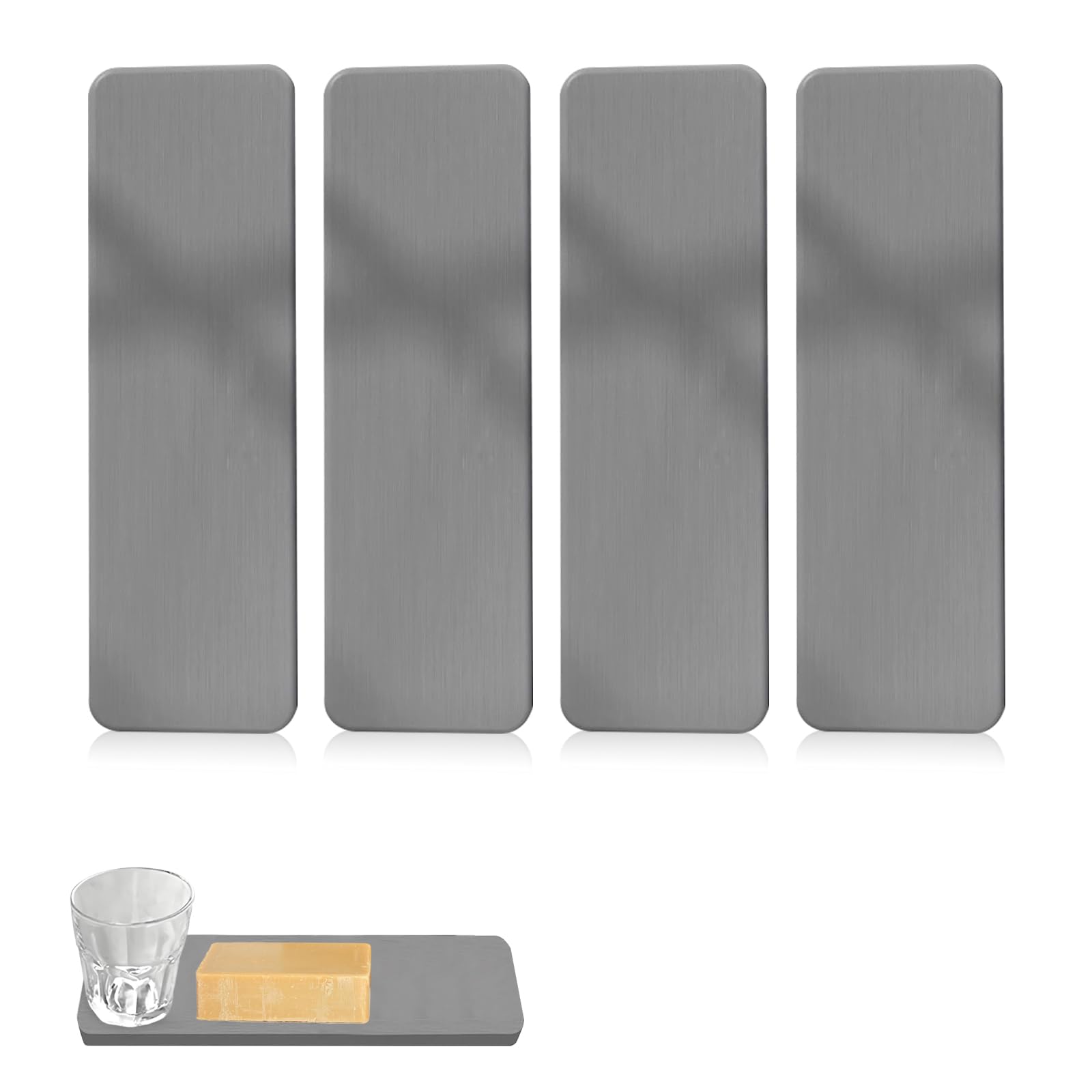 Bjhyiz Grey 4 Pcs Stone Drying Mat, Water Absorbent Stone Diatomaceous Earth Absorbing Tray Diatomite Soap Dish Mat Fast Drying Soap Tray For Bathroom Kitchen Plants Countertops