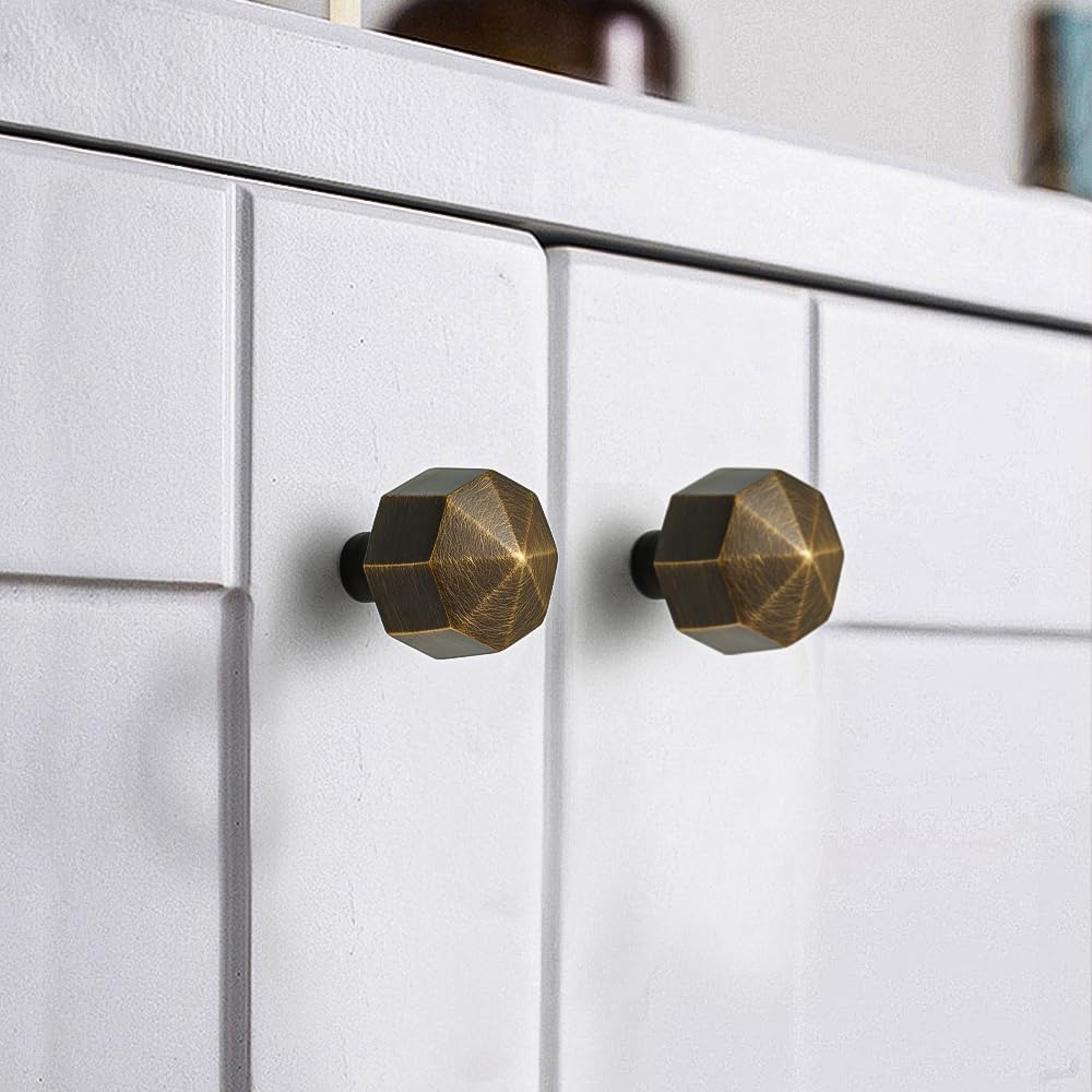2 Pack Unique 9/10 Inch Diameters Single Hole Knobs Modern Simplicity Drawer Pulls Brass Kitchen Cabinet Hardware Handles for Dresser Cupboard wardrobes, Antique Bronze, S