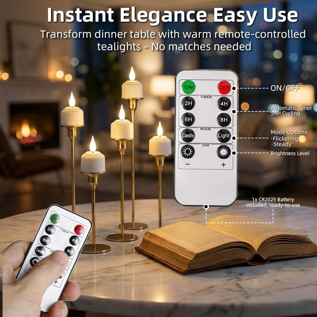 NICEME Rechargeable Flameless Tea Lights with Charging Station, 6pcs LED Tea Lights Candles Battery Operated Tealight Electric Flickering Votive Candles for Wedding Table Centerpiece Holiday Decor
