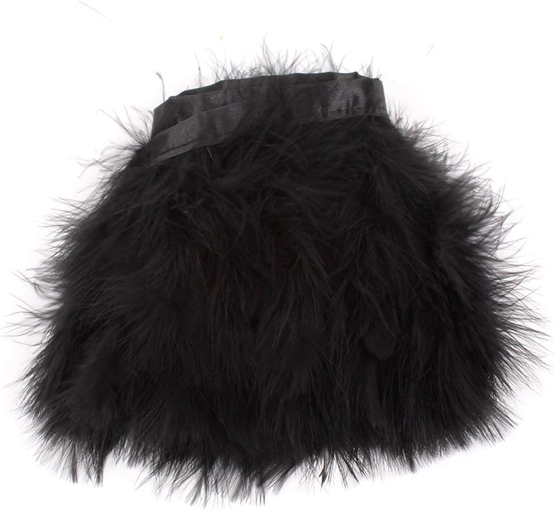 Natural Turkey Marabou Hackle Fluffy Feather Fringe Trim 6-8inch Width 10yards (White)