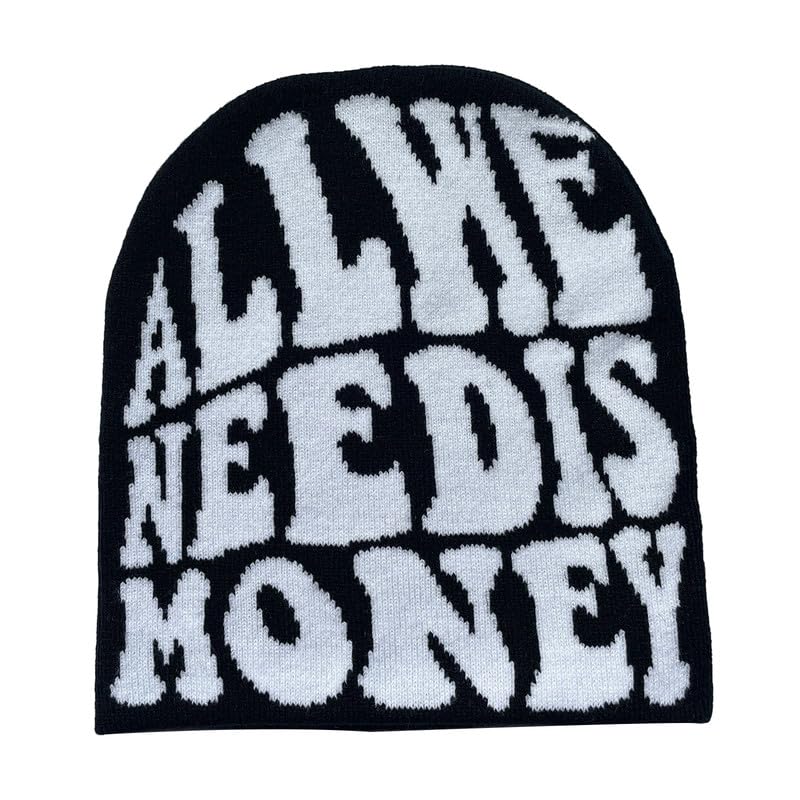 BAIMORE Y2K Contrast Letter Jacquard Knitted Hat Skull Cap Winter Warm Acrylic Wool Beanie for Men Women