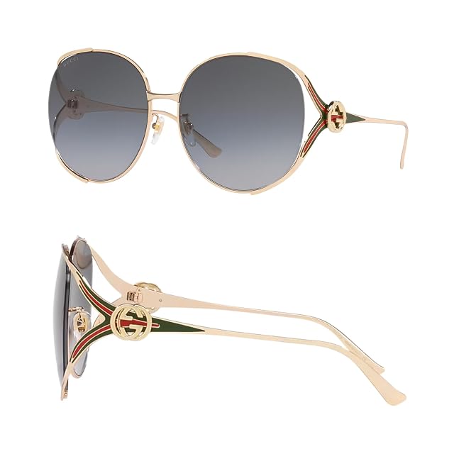 Gucci GG0225S GG Interlocking Logo Square-Shaped Non-Polarized Sunglasses for Women Includes Luxury Eyewear Kit Gold Frame with Gray