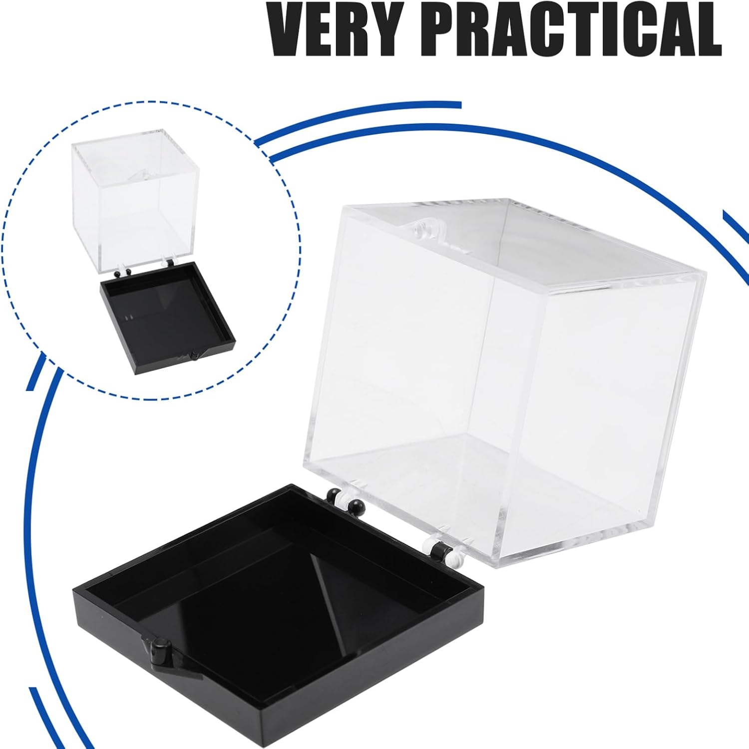Specimen Display Case Set of 8 Transparent Plastic Shadow Boxes for Collections