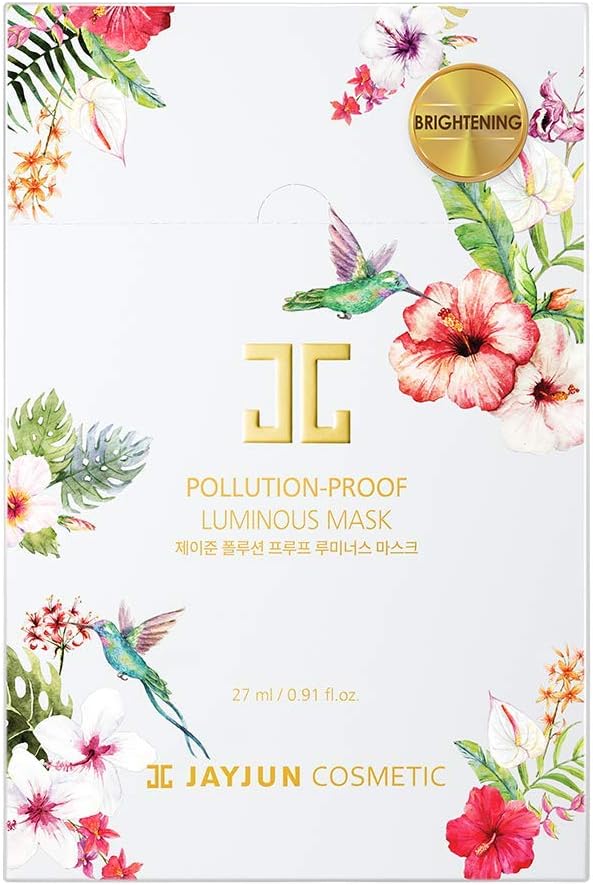 JAYJUN Pollution-Proof Luminous Mask, Pack of 4 Sheets, 0.91 fl. oz, 27ml, Brightening, Sheet Mask, KBeauty