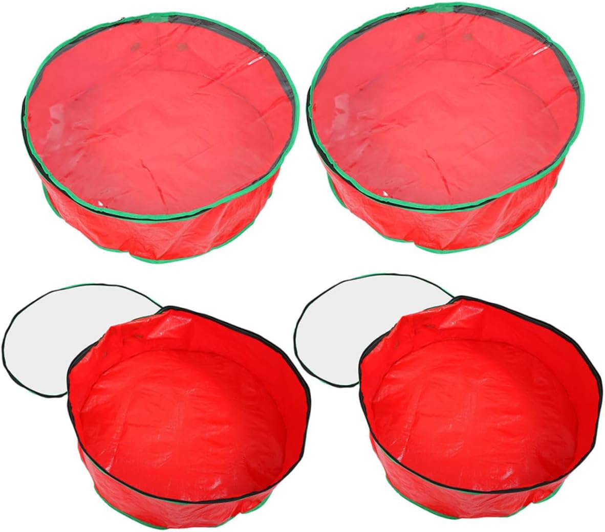 4pcs Christmas Wreath Storage Bags with Clear Window Round Holiday Garland Organizer Large Capacity Visible Wreath Holder for Xmas Decorations and Party Supplies