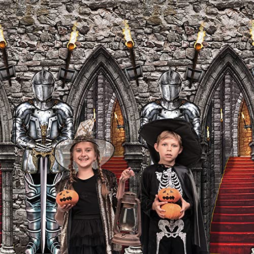 Tiamon NS-TIAMON-395 Medieval Knight Party Photography Backdrop Medieval Plastic 3D Backdrop Halloween Knight Castle Entrance Photo Booth Prop Medieval Tablecloths thumb #5