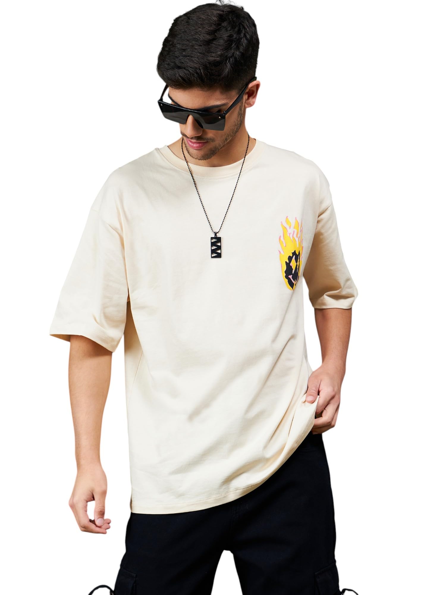 SASSAFRAS Unisex Beige TIME Oversized T-Shirt in beige