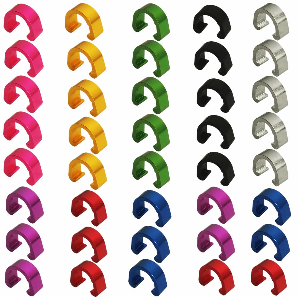 Lotatheta 5 PCS of 8 Colors C-Clips Clamps Aluminum Alloy Metal U-Clips Buckle MTB BMX Mountain Bike Bicycles Brake Cable derailleur Shifter Cable Guides Gear Cable Housing Hose 40 pcs