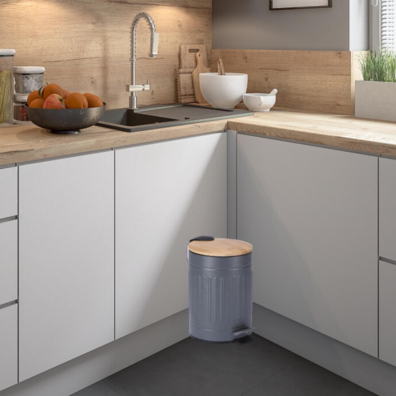 CALANDIS® Step Trash Can 5L Easy to Clean Household Dustbin for Office Restroom Toilet Gray | Trash Cans & Wastebaskets | Household Supplies & Cleaning 1