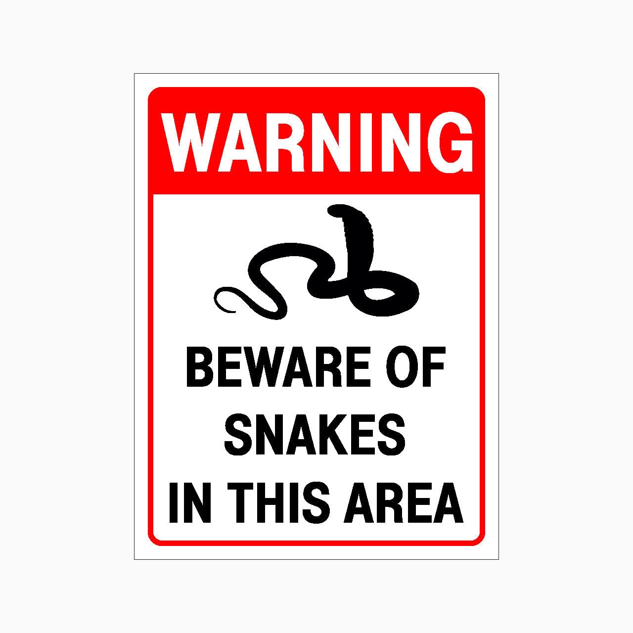 WARNING BEWARE OF SNAKES IN THIS AREA Sign, 12x8 Metal Tin Sign, wildlife warning for outdoor fields and woods.