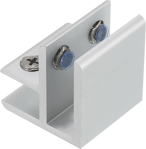 Miniatura 9 de uxcell Abrazadera de vidrio de 90 grados, para 0.551-0.669 in de grosor ajustable de doble cara soporte de estante de vidrio de aleación de