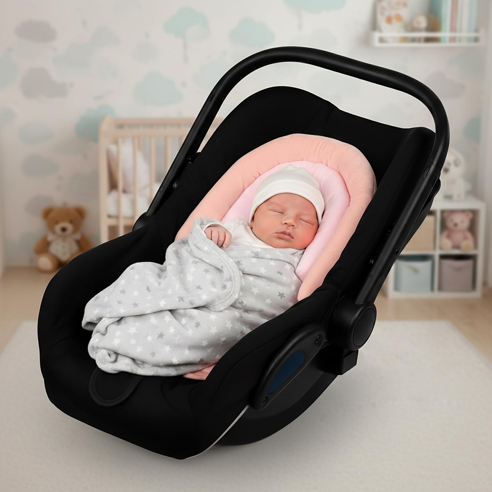 Pea Pod Supoort Coussin de siège auto pour nouveau-né Rose clair