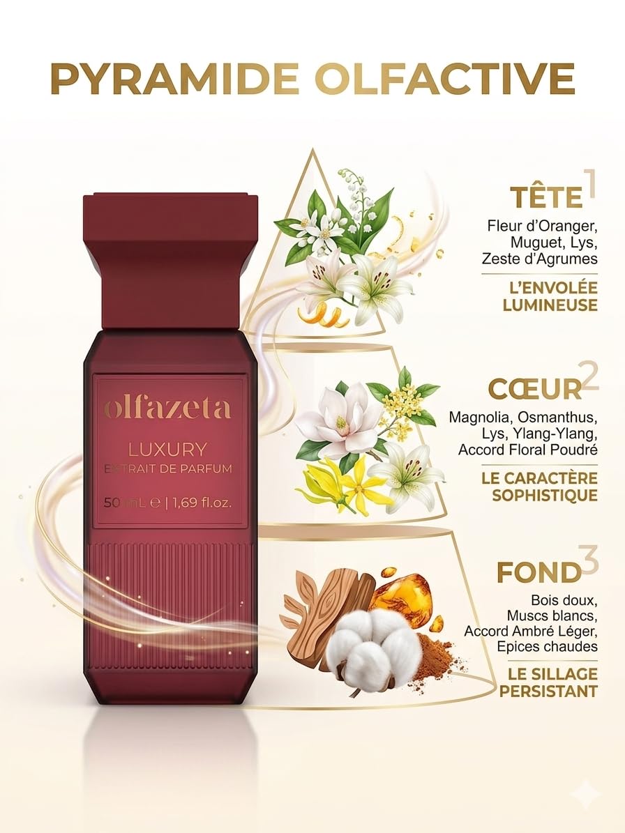 Olfazeta 146U Scarlet Flame - luksusowy ekstrakt perfum dla mężczyzn i kobiet, wysokie stężenie, 30% - biały i sproszkowany kwiatowy sylaż o długiej trwałości, esencje tłuszczu, 50 ml