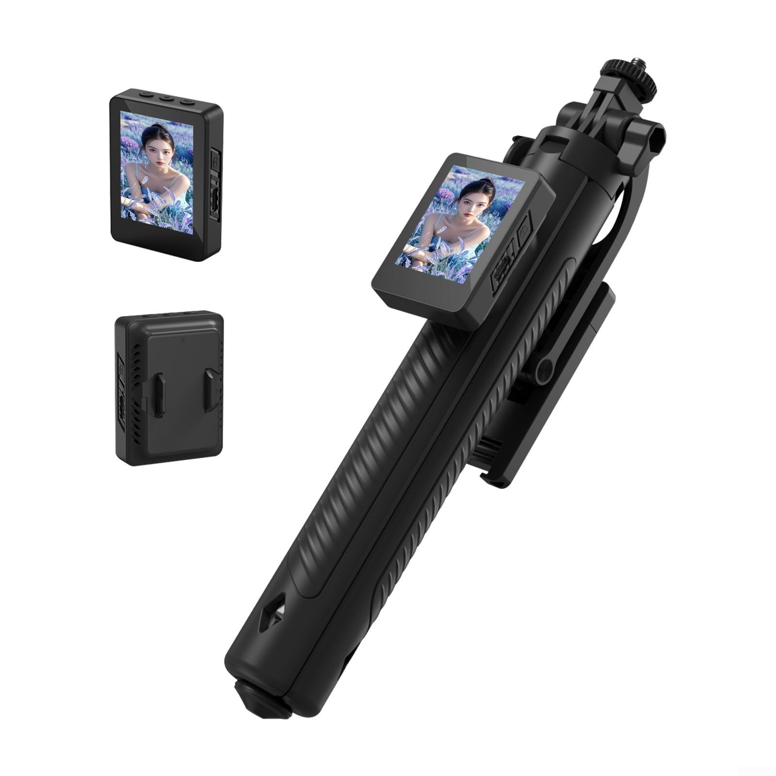 Selfie con display telescopico da 1,7 m, con display telescopico da 1,7 m (A) | Display posteriore per selfie in tempo reale, attivazione touch, controllo dell'immagine perfetto, ideale per vlog