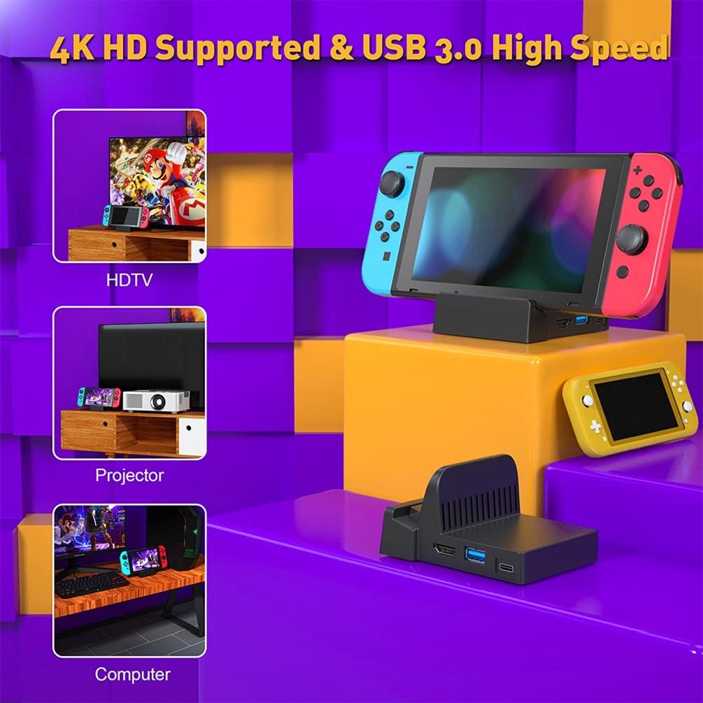 TV Docking Station for Nintendo Switch/Nintendo Switch OLED Model 2021, WEGWANG Portable Mini TV Dock Station with USB 3.0 Port Replacement for Official Nintendo Switch and Newest OLED Model 7-inch : Video Games