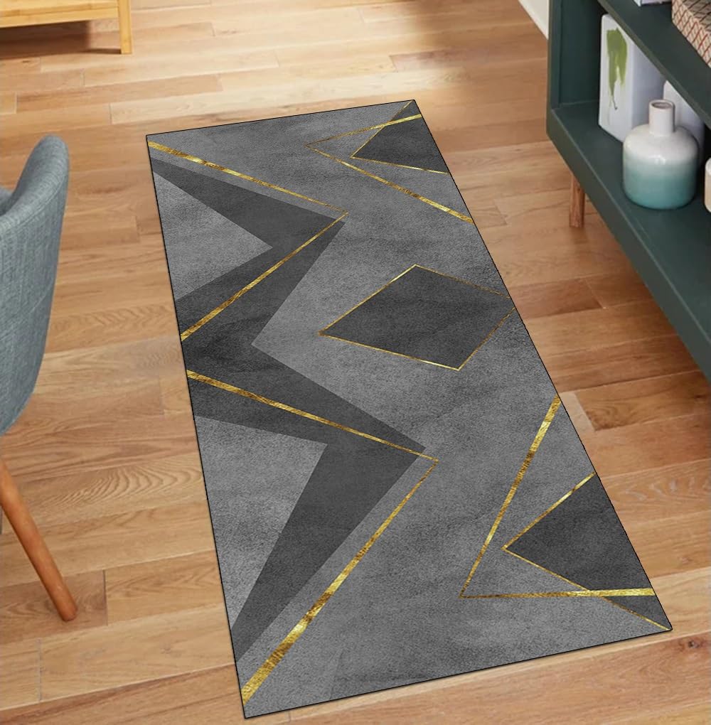 Alfombra larga gris para pasillo y cocina moderna de 70 x 220 cm