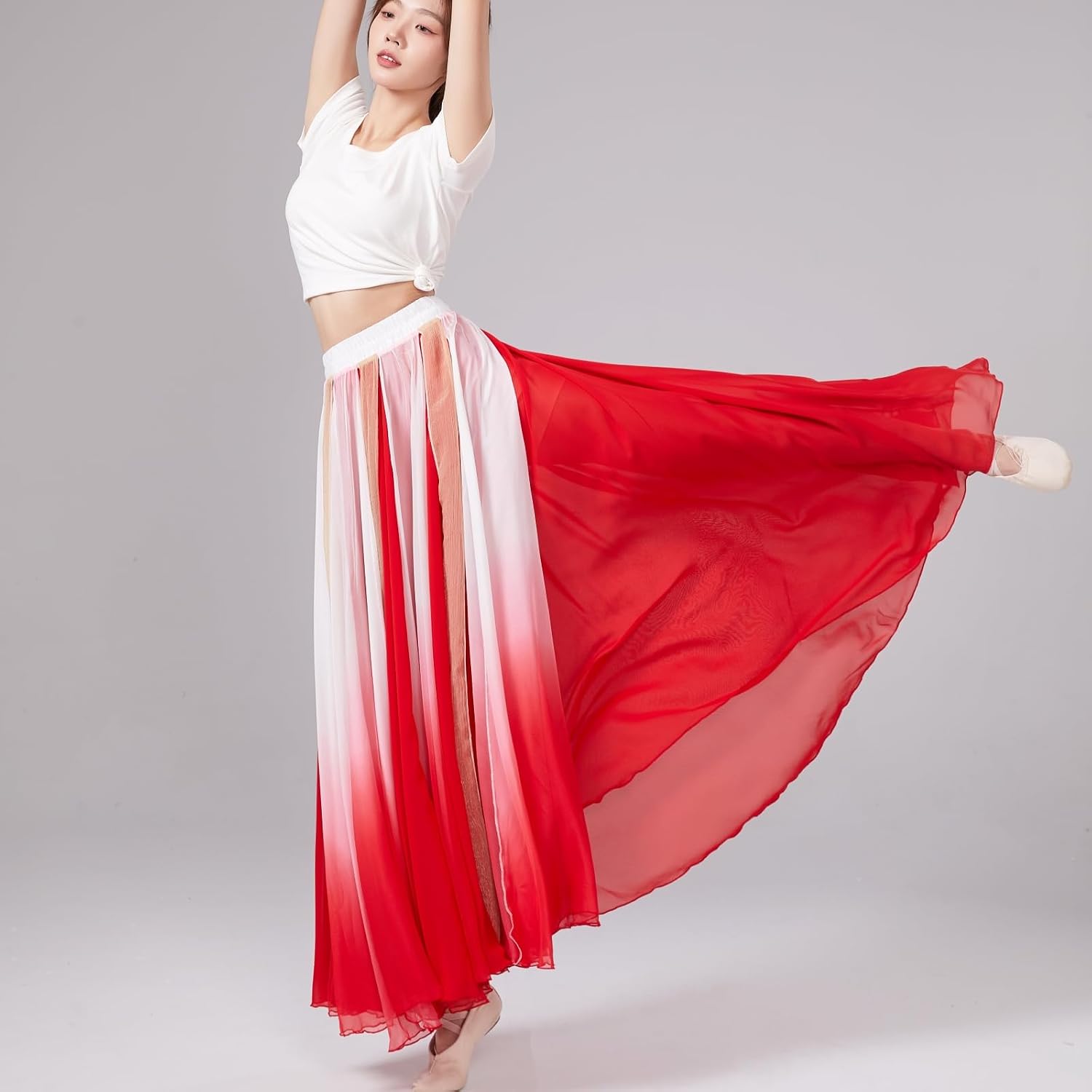 HEARTTOUCH Women's Fairy Lyrical Dance Skirt Ballet Modern Skirts Maxi Swing Skirt Ballet Dance Costume for Performance