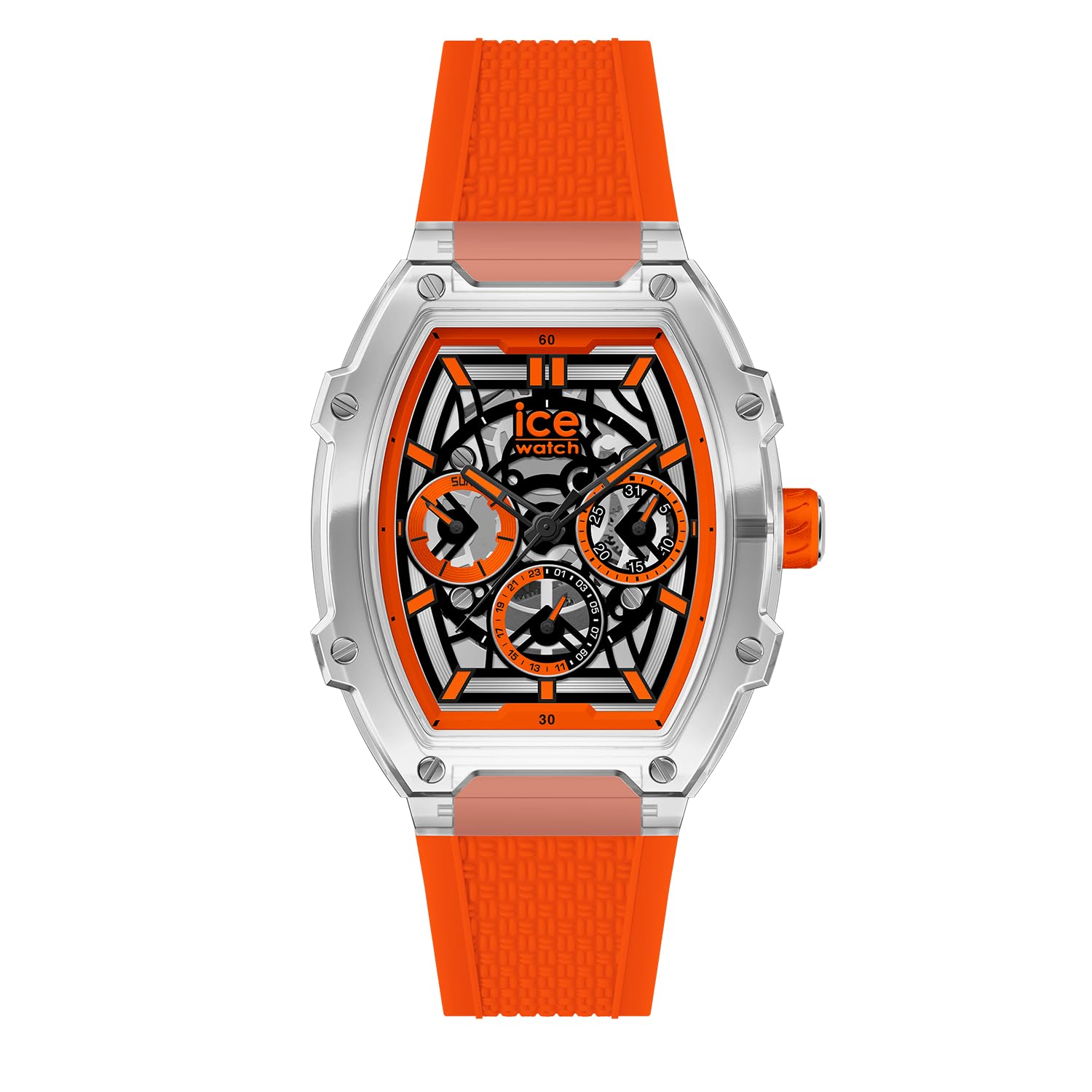 Ice-Watch - ICE boliday Clear orange skel Plastic - Pomarańczowy zegarek męski z silikonowym paskiem - 024285 (Średni)