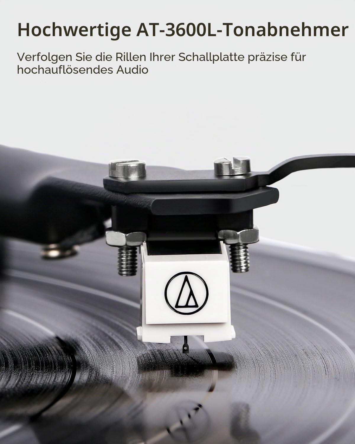 1 by ONE HiFi Bluetooth Plattenspieler mit USB-Anschluss MM System 33/45 U/min Auto-Stopp und Phono-Vorverstärker Riemenantrieb Vinyl Record Player mit 2 Lautsprechern