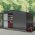 Domi Outdoor Storage Shed 10'x 8', Metal Garden Shed for Bike, Trash Can, Tools, Lawn Mowers, Pool Toys, Galvanized Steel Outdoor Storage Cabinet with Lockable Door for Backyard, Patio, Lawn