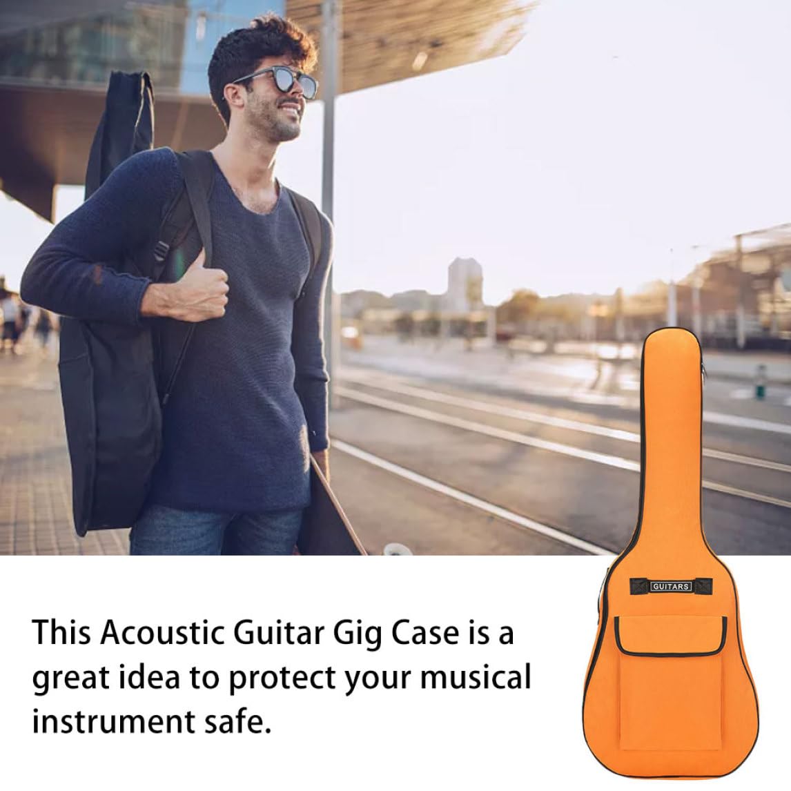 Étui pour Guitare Acoustique Étui de Guitare Sac de Guitare pour 40/41 Pouces 600d Oxford Tissu réglable Guitare Gig Bag Sac à Dos de Guitare Souple étanche avec poignée de piège d'épaule BIG