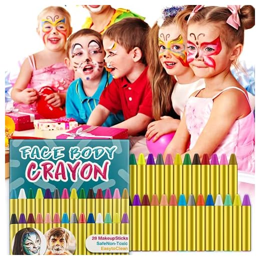 HENMI Pinturas Cara para Niños, Seguridad No Tóxica Pintacaras Infantil, Pinturas para La Cara para Niños Pintar Barriga Embarazada Encajar Fiestas de Carnaval Semana Santa Maquillaje (28 Colores)