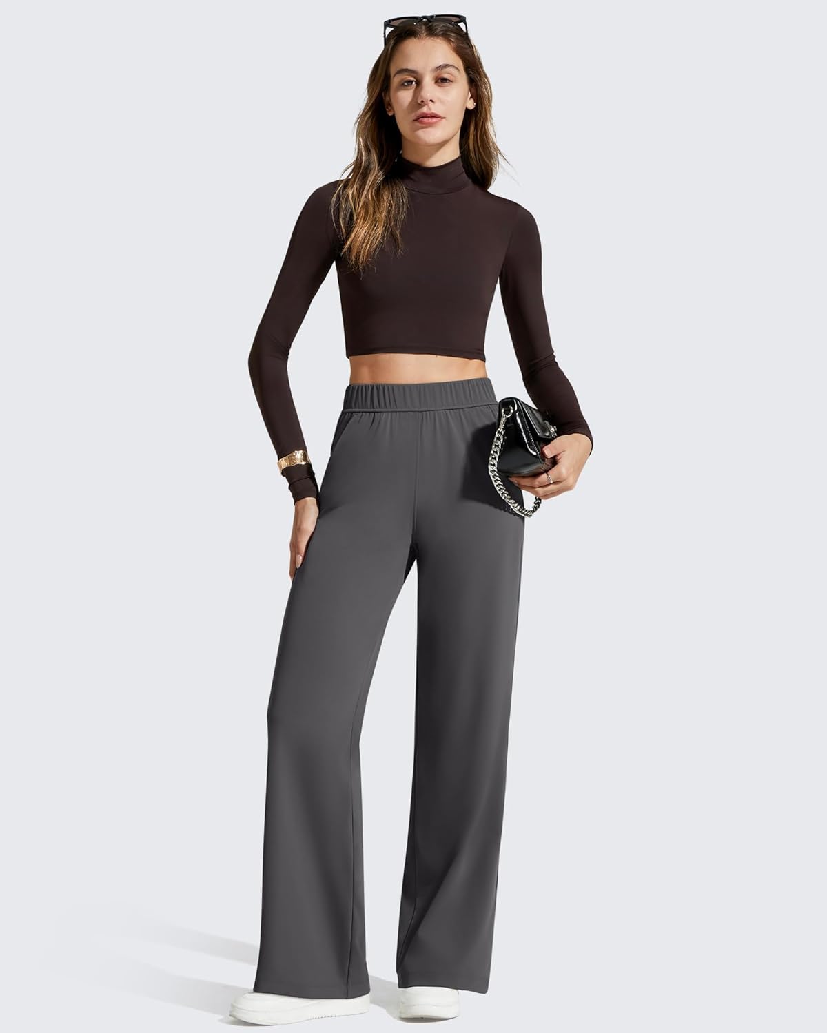 G4Free ShiftReady Women's Yoga Dress Pants with Pockets Wide Leg Work Pants Dressy Casual Trousers - Image 5
