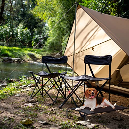 Relaxdays Hundeliege Outdoor, erhöhtes Hundebett bis 35 kg, HBT: 19x111x65 cm, Hunde Feldbett Garten & Camping, schwarz