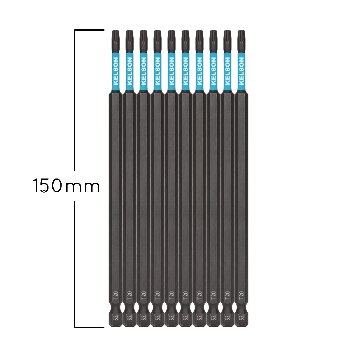 KELSON 10pcs T20 Torx 150mm Impact Rated Screwdriver Bits with Storage Case 1/4" Universal, Black - Image 3