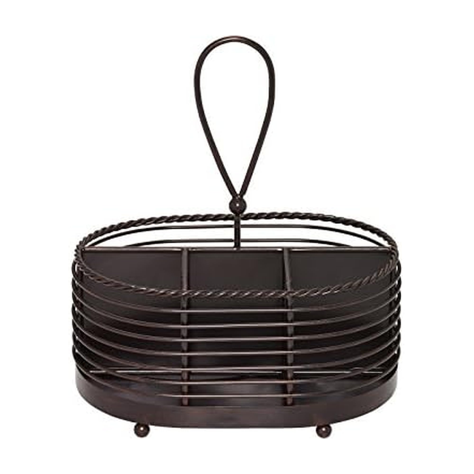 Gourmet Basics by Mikasa 5153172 Rope Metal Tabletop Flatware and Napkin Picnic Caddy, Antique Black