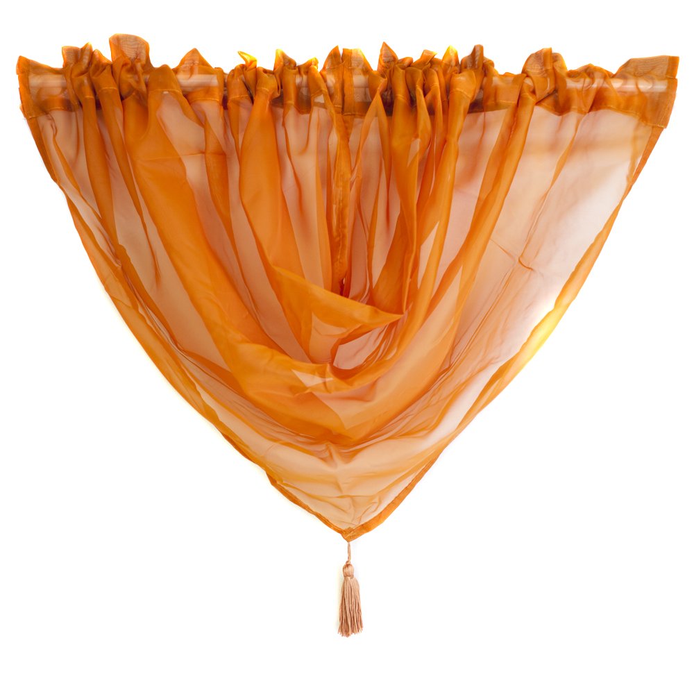 Luxury Orange Voile Swag With Tassel