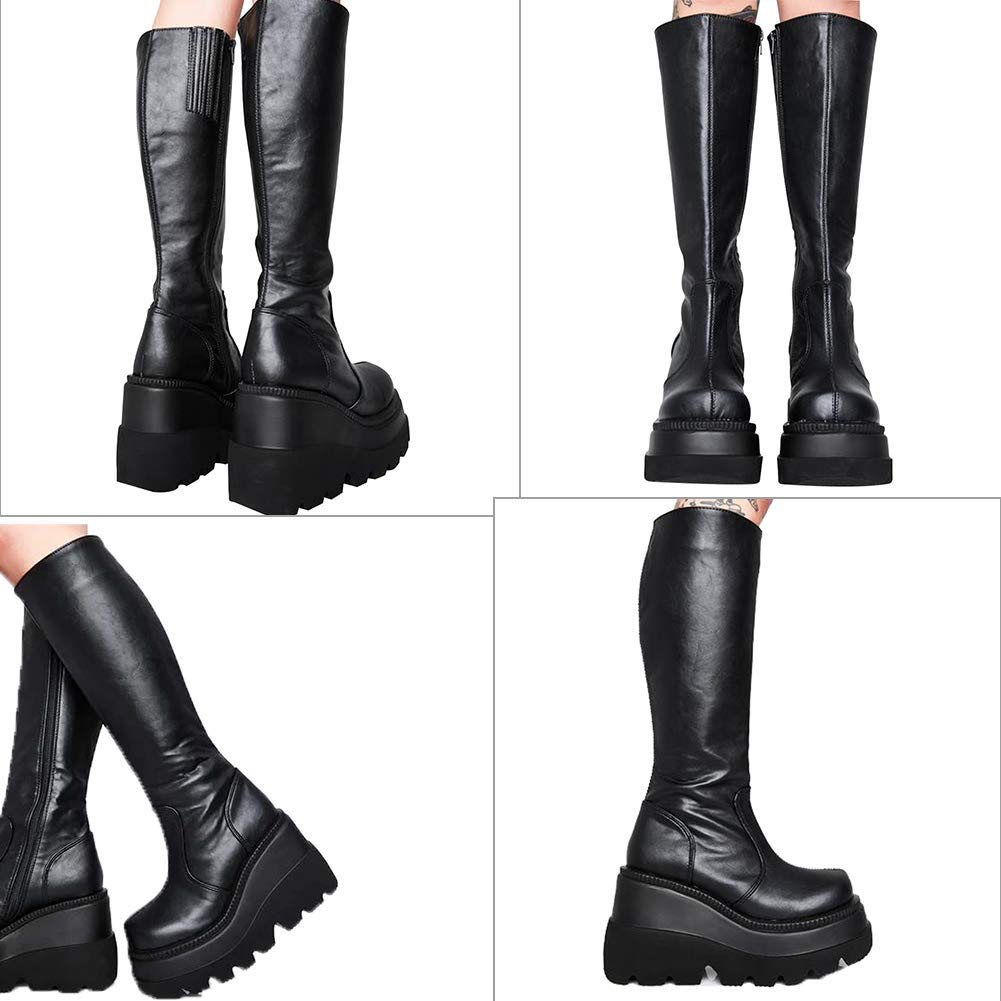 UMore Stiefel Damen Overknee Stiefel Plattform Stiefel Keilabsatz Plateau Thigh High Boots Damen Stiefel Winter Langschaftstiefel Lange Röhre Overknee-Stiefel