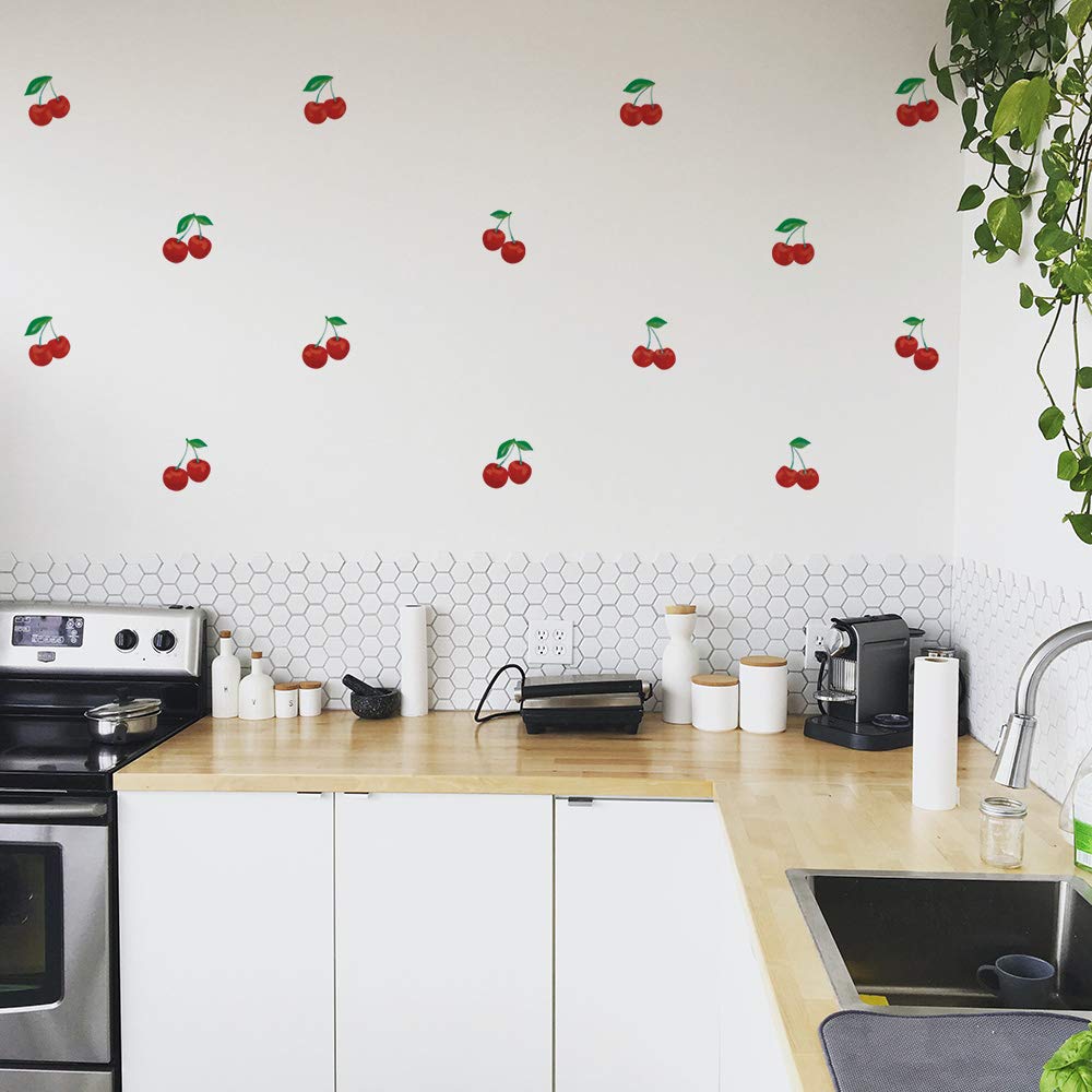 Tempaper Kiraz Soyma ve Yapıştır Duvar Çıkartmaları, kırmızı