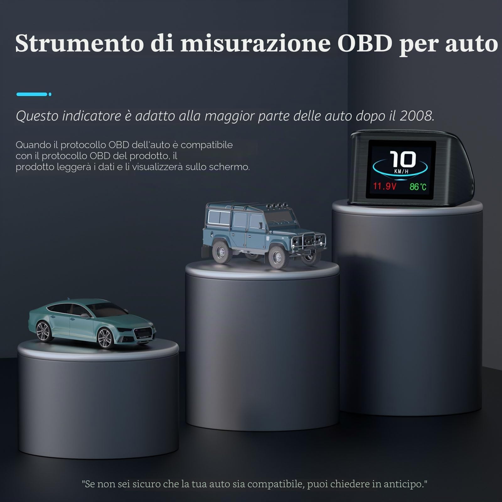 Display HUD Head Up per auto, tachimetro digitale OBD intelligente con allarme di velocità eccessiva, KMH e MPH, schermo LCD TFT da 2,2", adatto per Volkswagen Ranger 2008-2020, compatibile