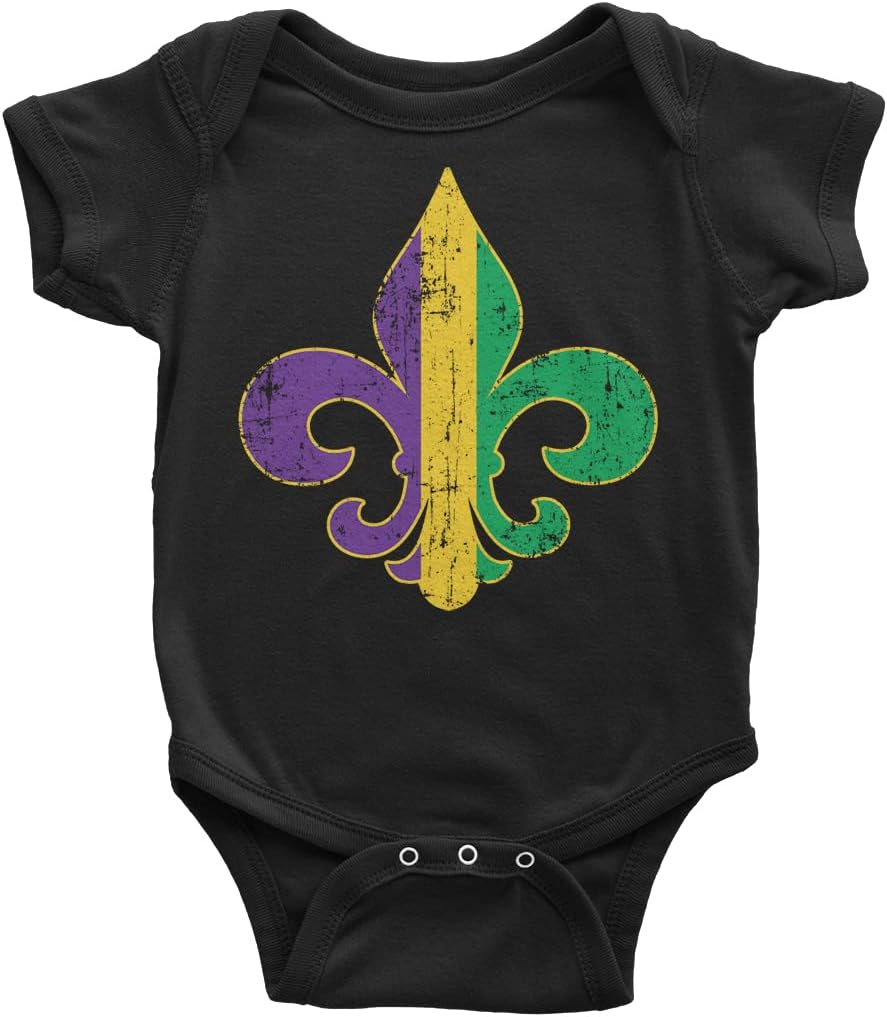 Threadrock Unisex Baby Mardi Gras Fleur De Lis Infant Bodysuit