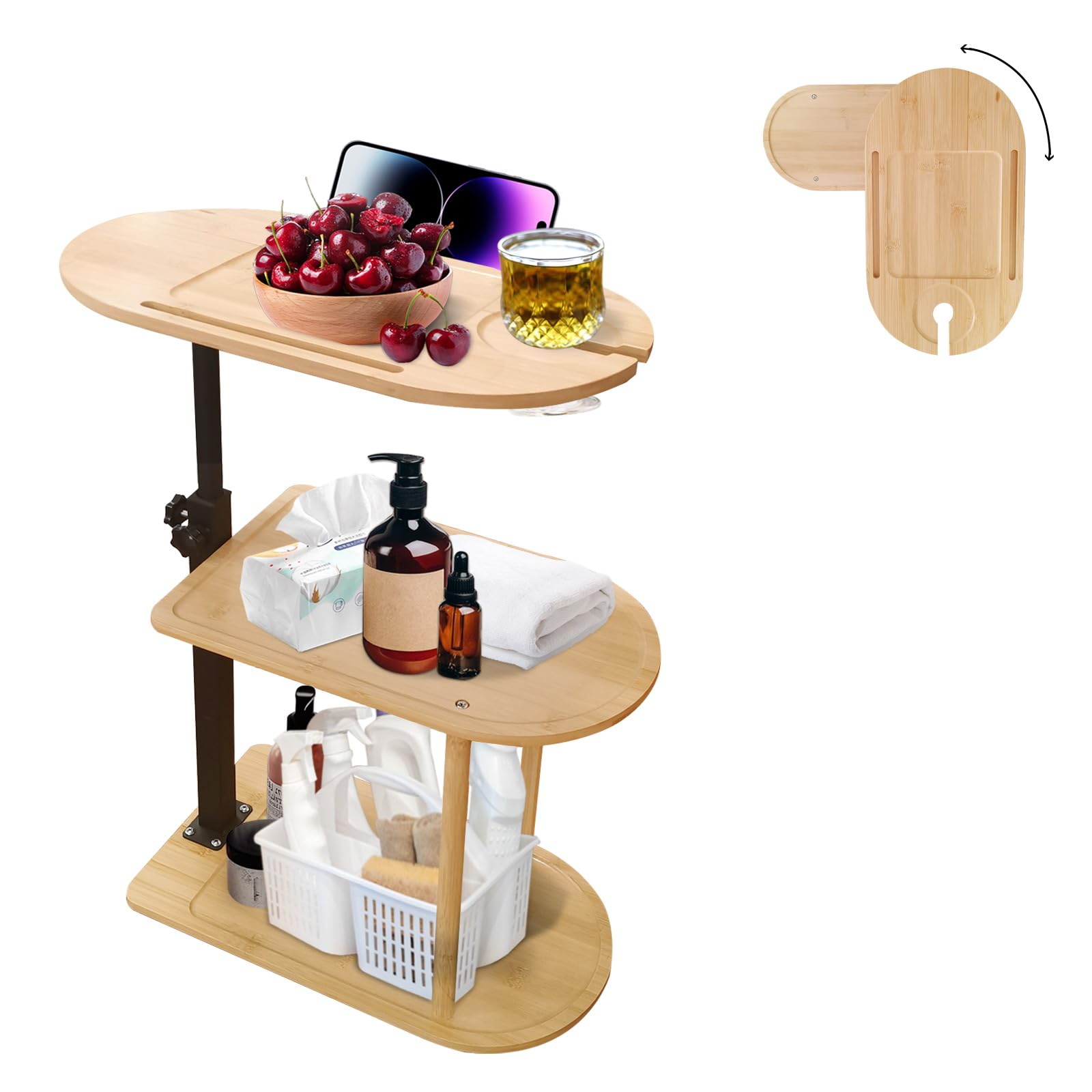 Reixuier Estanteria Baño Madera,Estanteria Ducha 3 Niveles,Estante Ducha Sin Taladro 43.5x27x6.5cm,para Cocina,Salón,Dormitorio,Entrada,Color Natural