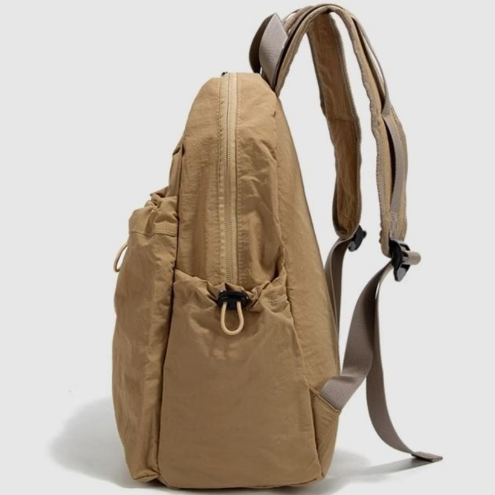 Zaino in Nylon Leggero, Borsa Scolastica per Laptop di Viaggio Casual Multi-Tasca Grande capacità I Giovani-Beige
