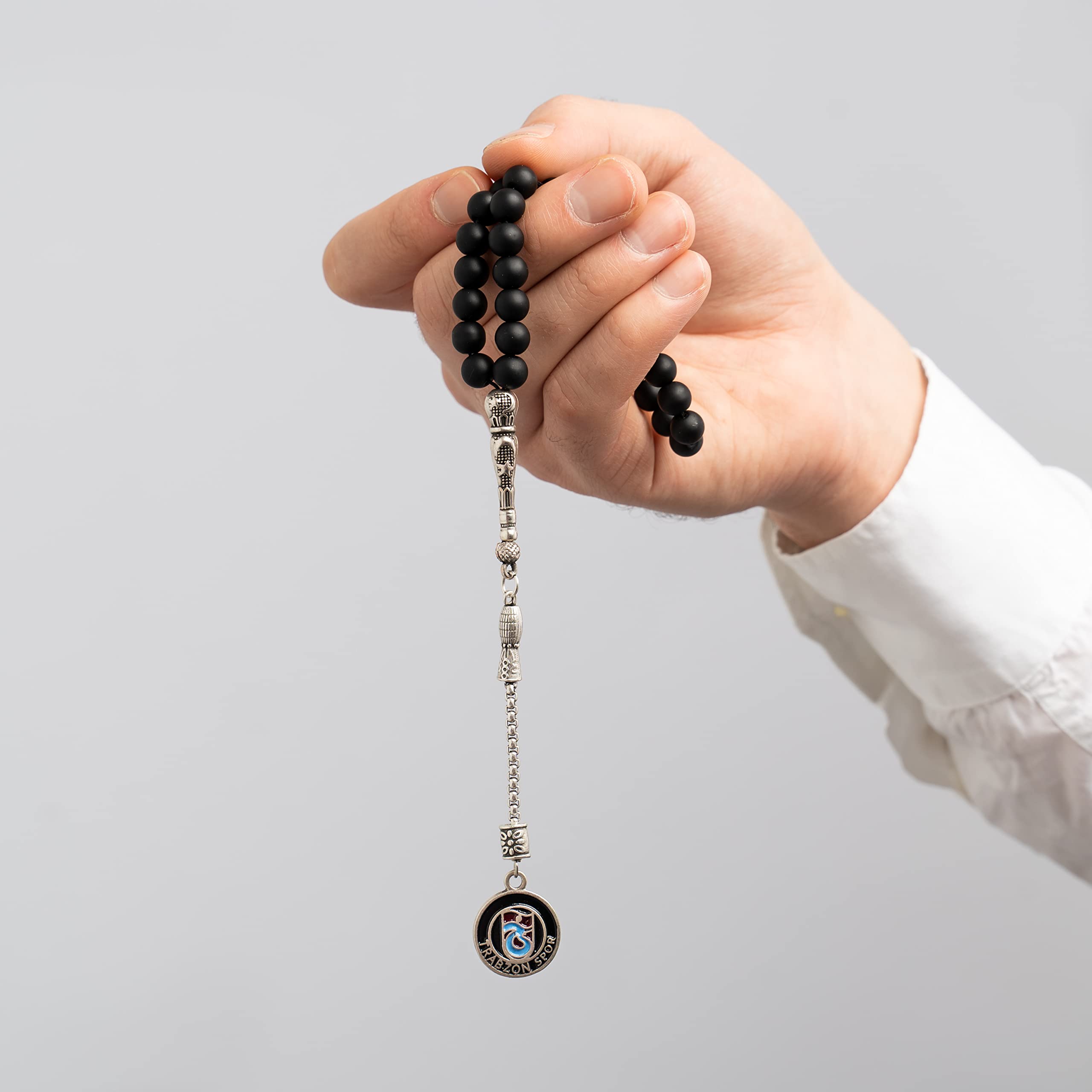 Remi Bijou Gök-Türk Handgemachte Schatulle mit Schmuck Set 'Trabzonspor' für Herren: Set aus Halskette, Ring, Armband, Gebetskette - Tesbih, Schlüsselanhänger