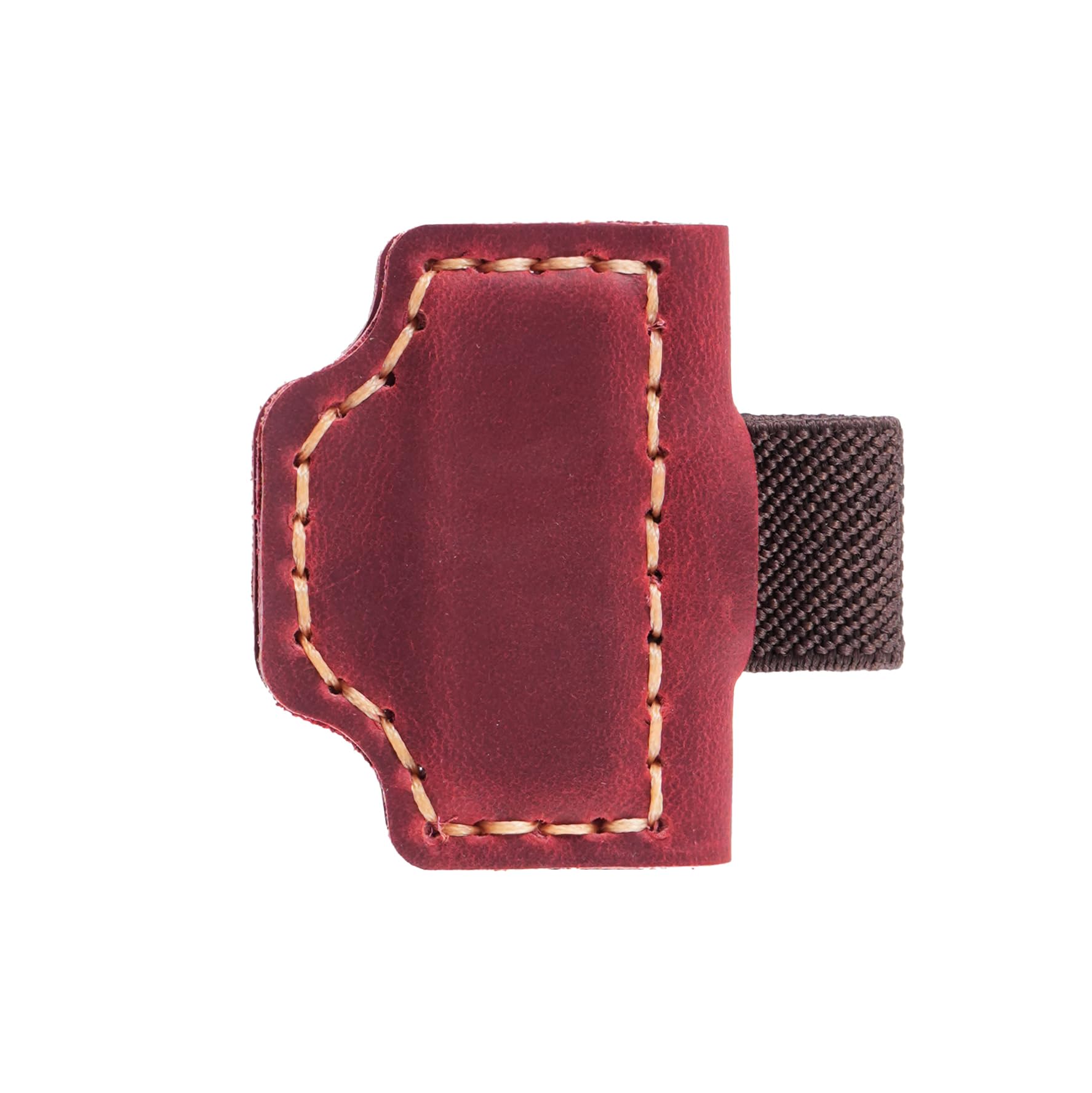 AIGUONIU Genuine Top-Grain Leather Magnetic Bookmark & Pen Holder – Vintage Crazy Horse Leather with Strong Magnet, Handmade Retro Magnetic Pen Clip (Red)