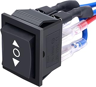 12V Polarity Reverse Switch Momentary 6 Pin (ON)-Off-(ON) RV Jack Switch Motor Control Rocker Toggle Switch with Jumper Wires