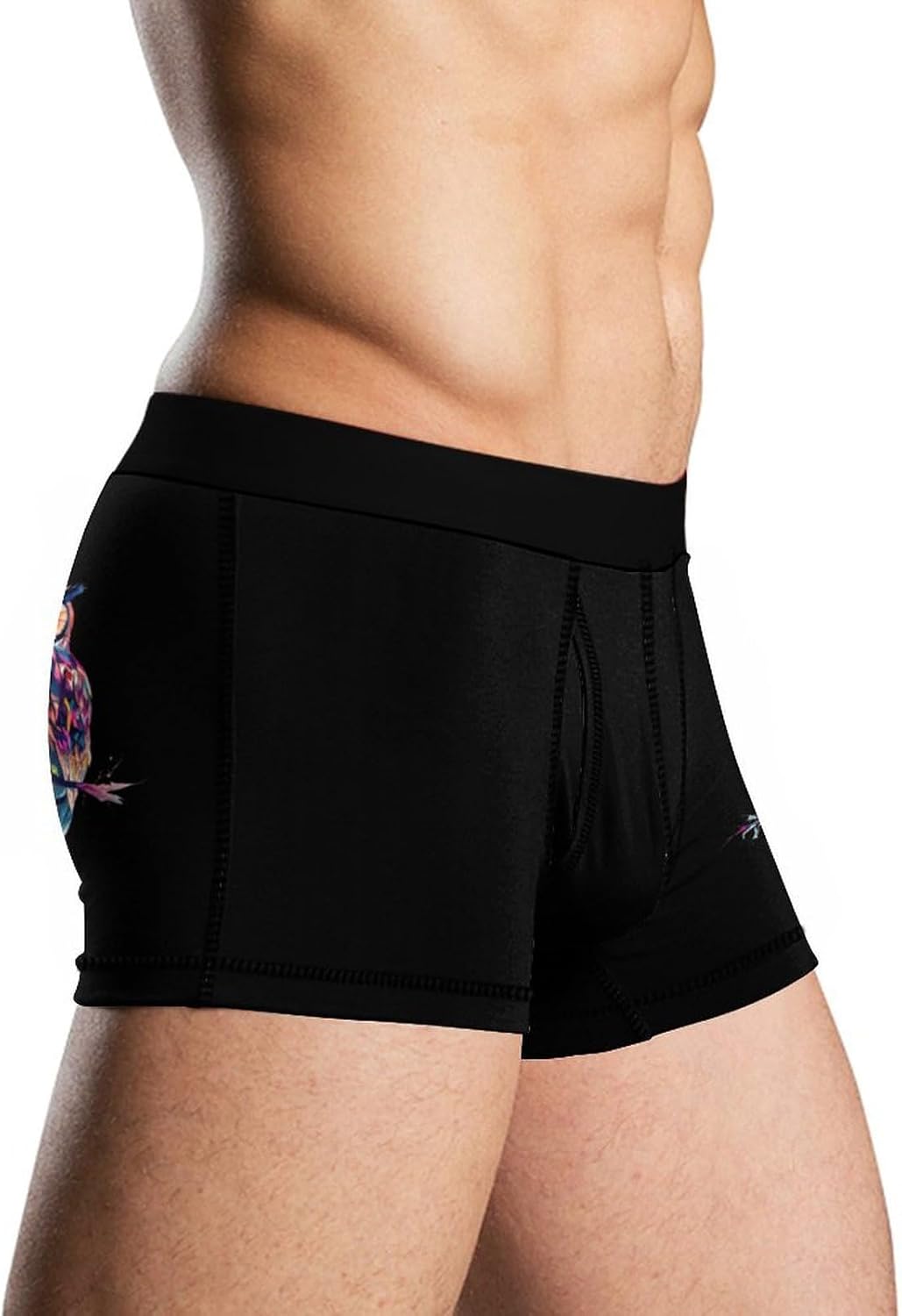 Owl Perched On A Tree Branch Mens Underwear Moisture-Wicking Boxer Briefs Breathable Shorts Underpants Trunks