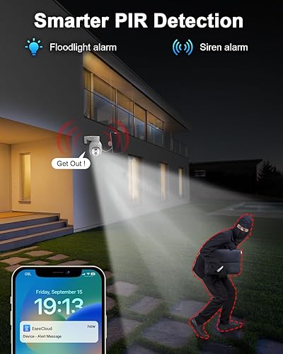 Miniatura 4 de Cámara de seguridad solar inalámbrica para exteriores, cámara alimentada por batería de 4MP 360, cámara PTZ WiFi con detección de movimiento PIR,